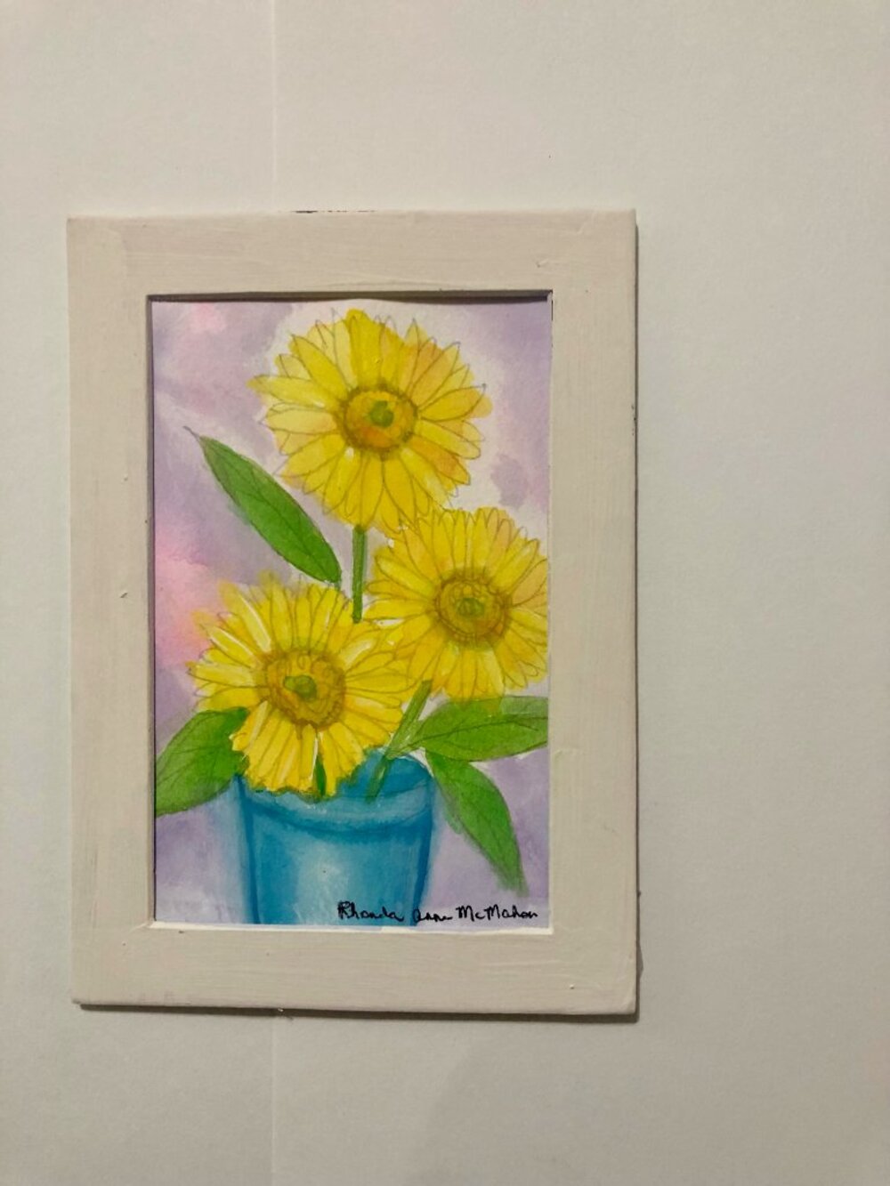 Summer Sunflowers in Vase Watercolor Painting - Picture 3 of 5